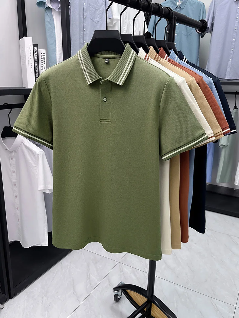 100% pure cotton men's short sleeve polo shirt high-quality fashion soft comfort striped decoration summer casual T-shirt top 10 Sa86c57bd27894ac6a15f83c45e6cfcd5e