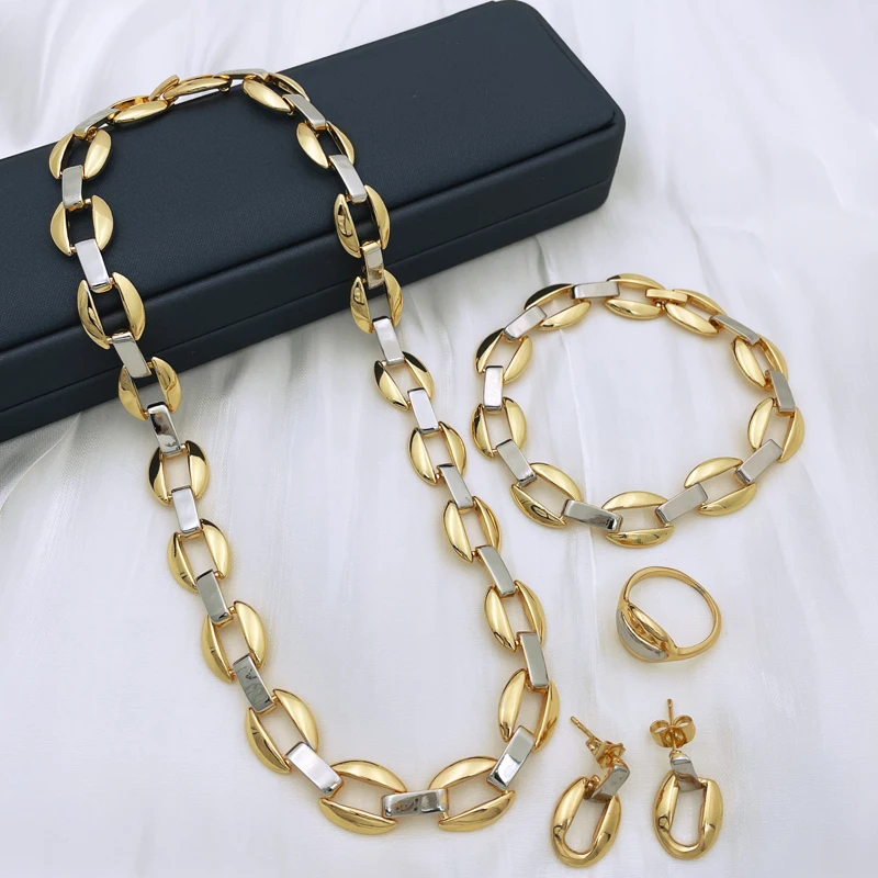 Italian Gold Plated Jewelry Set Fashion Jewelry Necklace Earring Sets