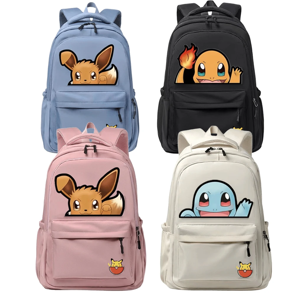 

Pokemon Pikachu Eevee Squirtle Charmander Anime Cartoon Children Leisure Travel Backpack Large Capacity Trend Bag Schoolbag