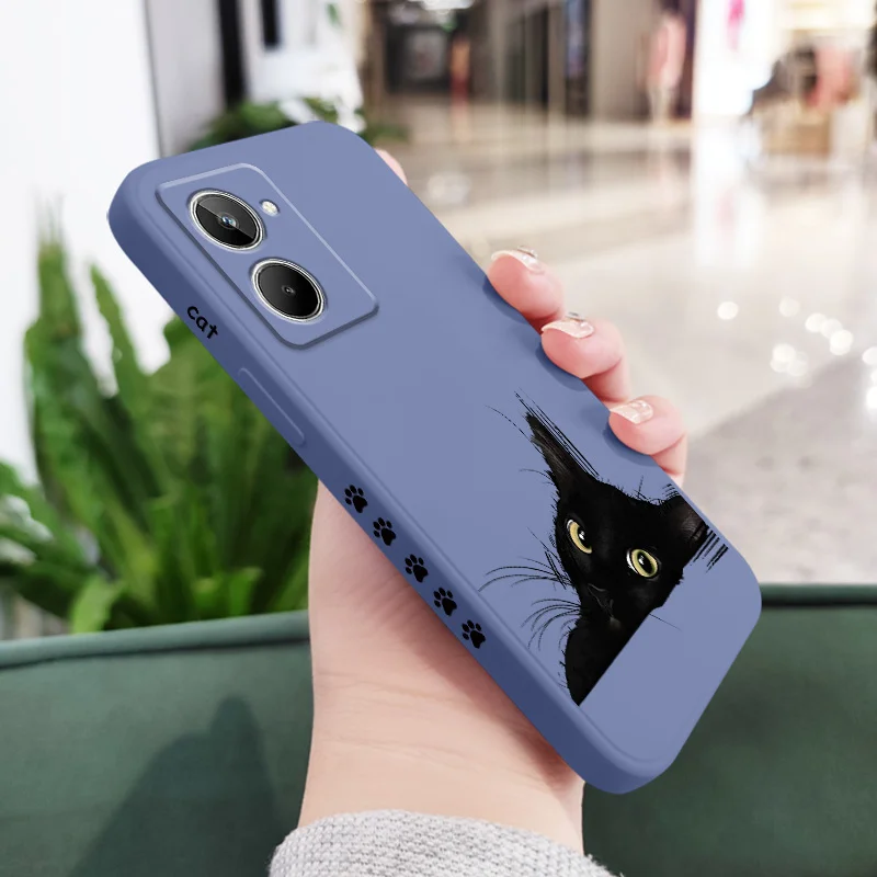 Cold Black Cat Phone Case For OPPO Realme 10 10T 9i 8i 7i