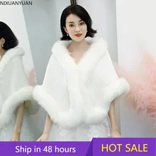 

Faux Fur Coat Bolero Woman Party Cloak Bride Women's Cape Wedding Accessories Bridal Robe Shrugs for Women Elegant Woman Shawl