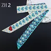 2024 New Design 120cm Heart Print Scarf Small Women Silk Scarf Brand Bag Hair Ribbons Fashion Head Scarf Long Scarves 6