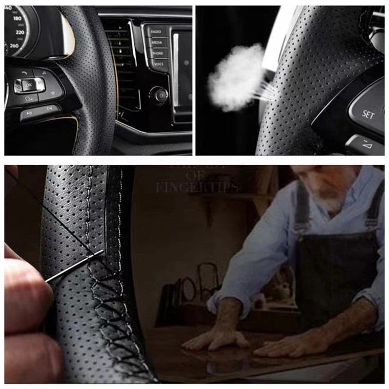 Car Steering Wheel Cover For Hyundai ix35 Tucson 2 2011 2012 2013 2014 2015 DIY Black Hand Stitch Microfiber Leather