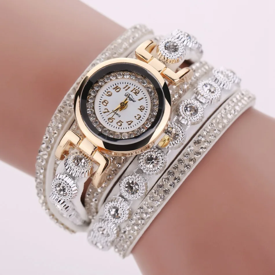 Alloy Diamond Ring Bracelet Watch Digital Face Korean Velvet Ladies Watch Quartz Women Chain Bracelet Set