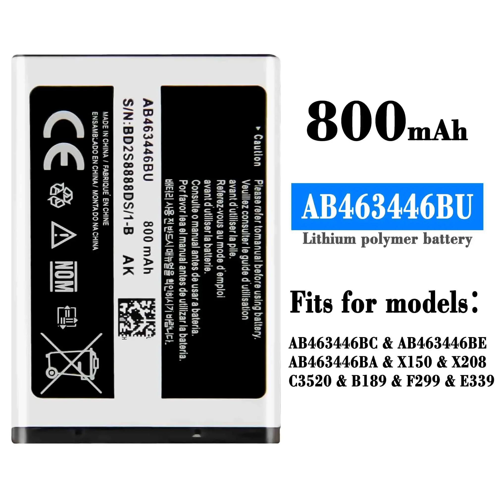 AB463446BU AB043446BE AB553446BU аккумулятор для Samsung C3300K X208 B189 B309 GT-C3520 E1228 GT-E2530 E339 C5212