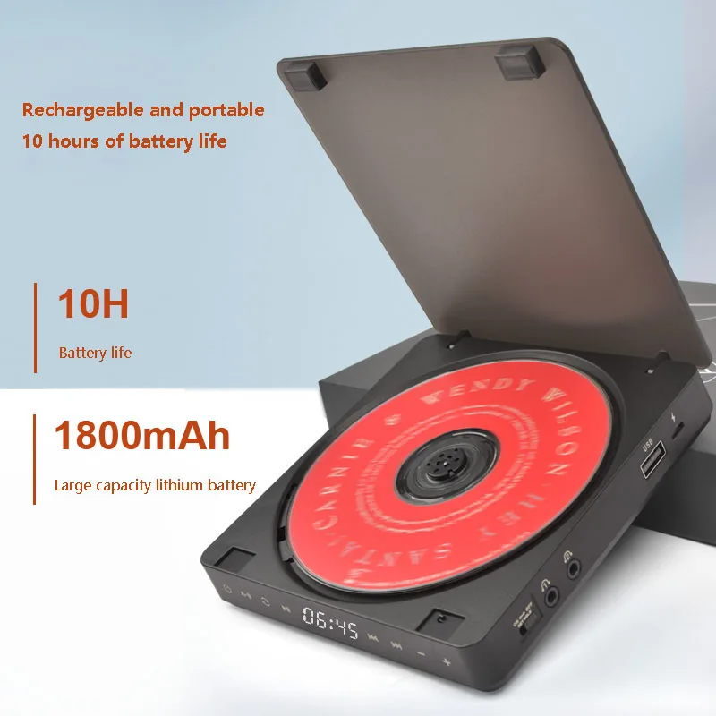 휴대용 CD 플레이어 매니아 HIFI 오디오 플레이어, 듀얼 헤드폰 잭 충전, USB 무손실 음악 플레이어, 터치 작동
