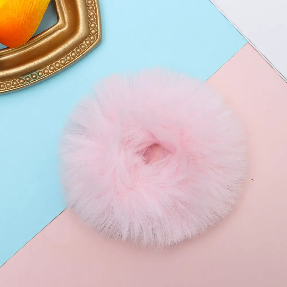 2 Stück Frauen Mädchen Winter Fell Haar Haar gummis Pom Pom Haar gummi Fuzzy elastische Haar bänder Pferdes chwanz Halter Haarschmuck – Detail 6