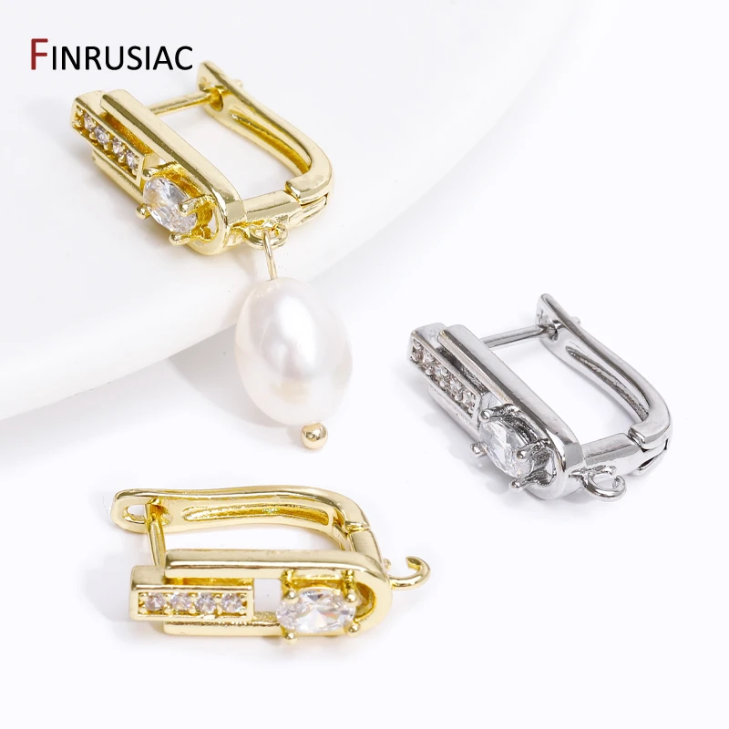 여성용 DIY 이어와이어, 18K 금 도금 지르콘 귀걸이 후크 걸쇠, 웨딩 귀걸이 제작 액세서리, Shvenzy 용품