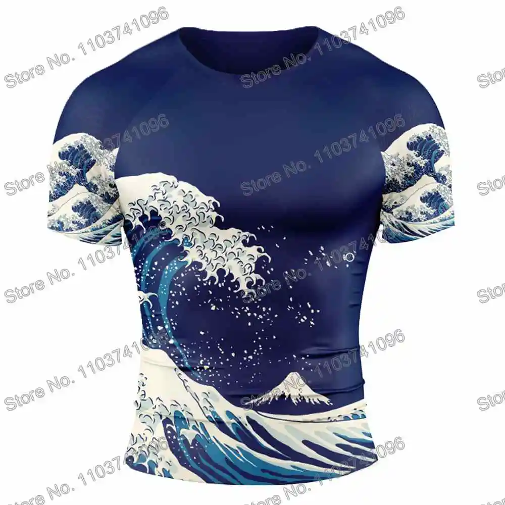 Great Wave Surf Clothing BJJ MMA Men Rash Guard Short Sleeve Diving T-Shirt Tight Swimwear Summer Beach Floatsuit Women GYM Tops