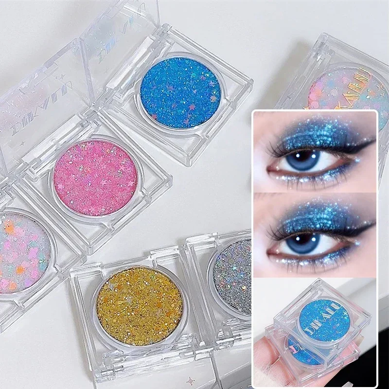 Monochrome Glitter Eyeshadow Gel Sequins Shadow Cream Face Hair Body Glitter Gel Heart Loose Sequins Festival Halloween Makeup 3