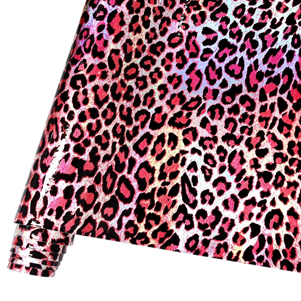 

Laser Leopard Printed Faux Leather Fabric Roll For Sewing Hair Bows/Earrings DIY Crafts Faux Leather Fabric Roll 46x135cm