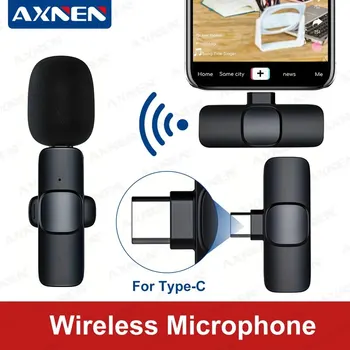 Type C Wireless Lavalier Microphone, Portable Audio Video Recording Mini Mic for Android Typec Live Broadcast Gaming Interview 1