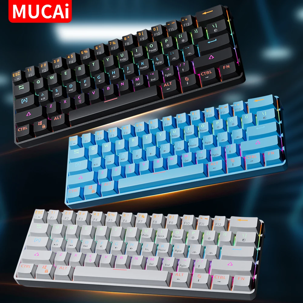 Mini Mechanical Keyboard 61Key Esports Wired USB Hot swappable RGB Light Effect Red Axis Compact Practical