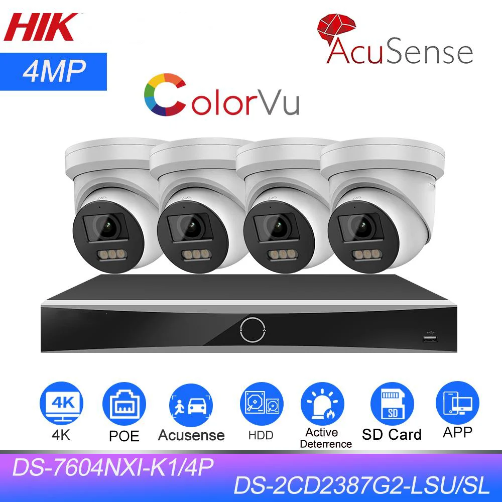 Hikvision 4K CCTV Surveillance camera Kits 4CH DS 7604NXI K1/4P 8MP