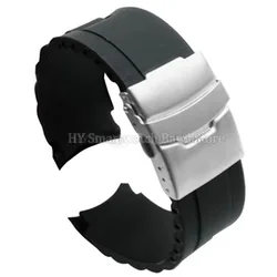 Wasserfester Silikon-Uhrenarmband mit gebogenem Ende und faltbarer Schließe