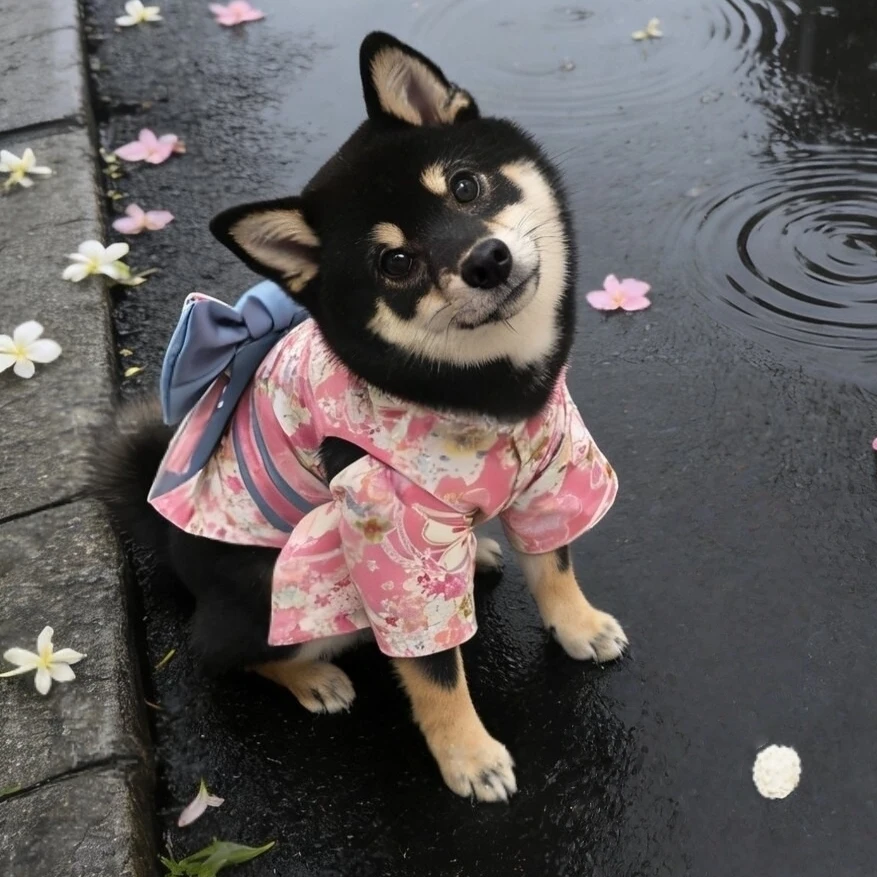 일본식 기모노 애완견 의류 고급 자수 수제 파티복 코트 소형 중형견 푸들 웨딩 의상