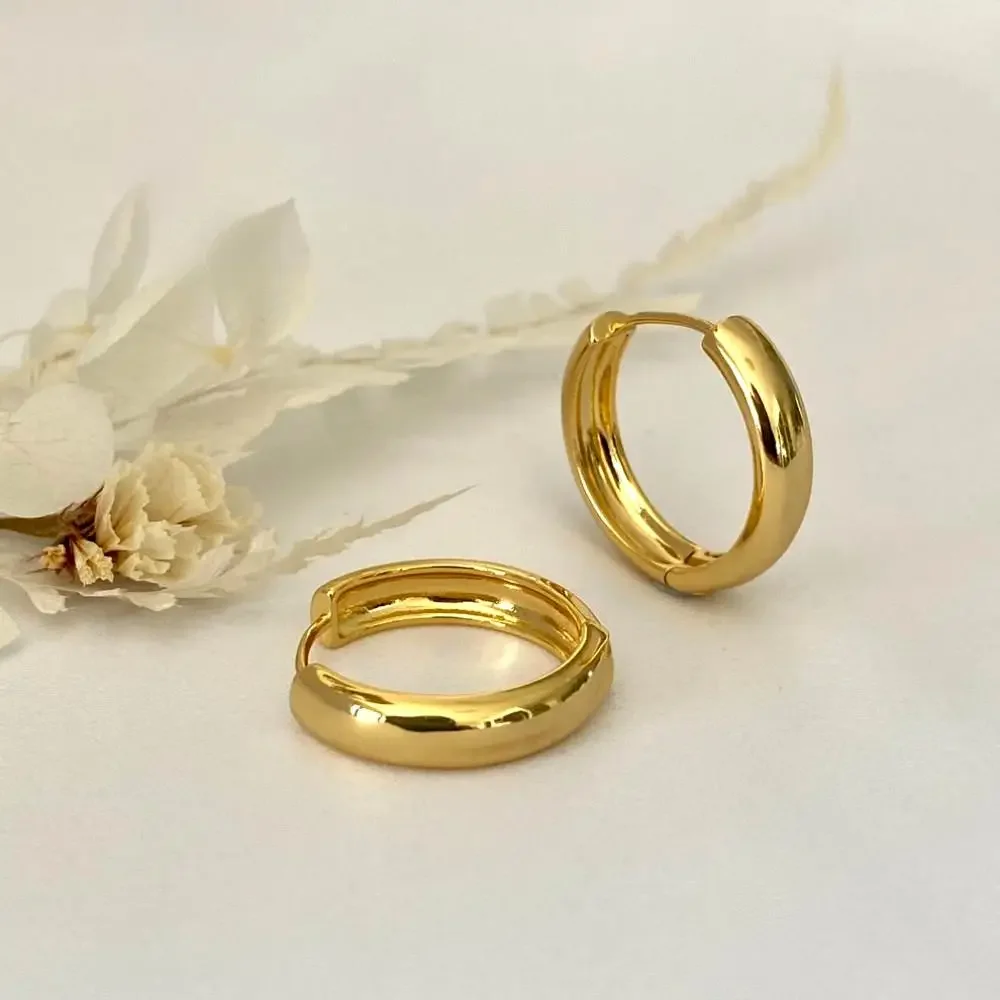 17/21/25mm 1/3Pairs Plain Statement Hoop Earrings Stainless Steel Huggies Cartilage Gold Color Earrings For Women Jewelry 3