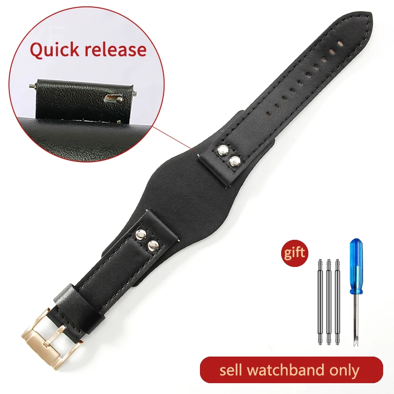 Breathable Skin Friendly Genuine Cowhide Leather Watchband – Waterproof 22mm Strap