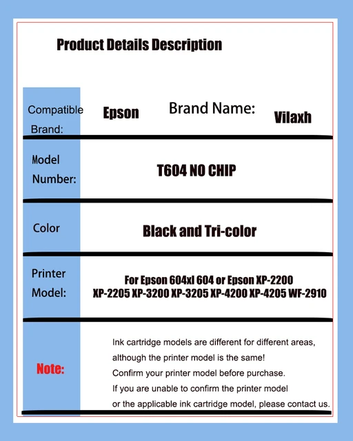 Cartucho de tinta recargable vacío para impresora Epson, recambio de tinta  para impresora Epson XP-2200, XP-2205, XP-3200, XP-3205, XP-4200, XP-4205,  WF-2910, WF-2950, 604, 604XL, 2930 - AliExpress