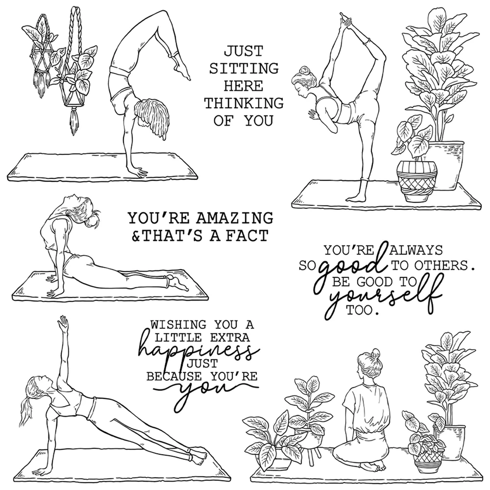 Metal Cutting Die/Clear Stamp Healthy Sporting Yoga Women DIY Crafts Card Album Making Scrapbooking Stencil