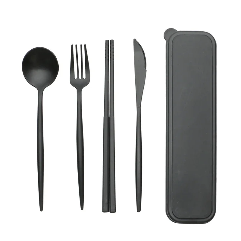 Cutlery Tableware Spoon Fork Chopsticks Safe Wheat Straw Dinnerware Box Portable Travel Use Kitchen Accessories 4PCS/Set Cutlery Set Western Style Cutlery Set Picnic Cutlery Set Picnic Tableware Camping Cutlery Set