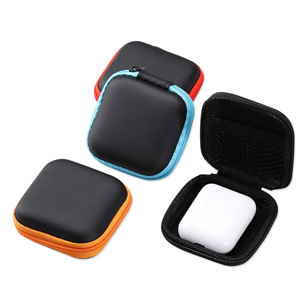 Mini Square EVA Carrying Case for Headphones - Cable Management Box for Bluetooth Earphones, Wired Headset, Earbuds