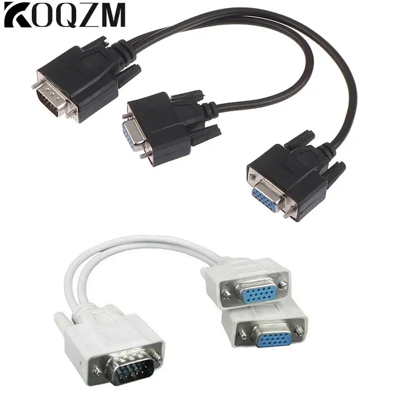 15Pin VGA Male To 2 Vga Svga Female Adapter Splitter Vga Cable Vga Cable Adapter Video Monitor Cable