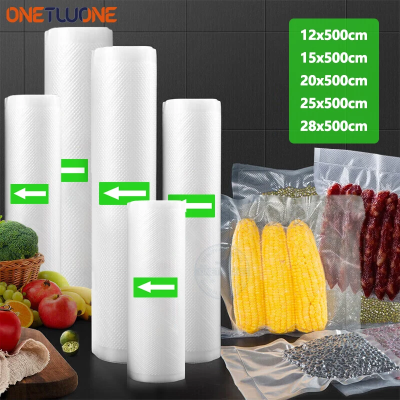 500cm/Rolls Vacuum Bags for Food Vacuum Sealer Reusable Food Freezer Bags Fresh Meat Fruit Veggies Storage Bag Dishwasher Safe