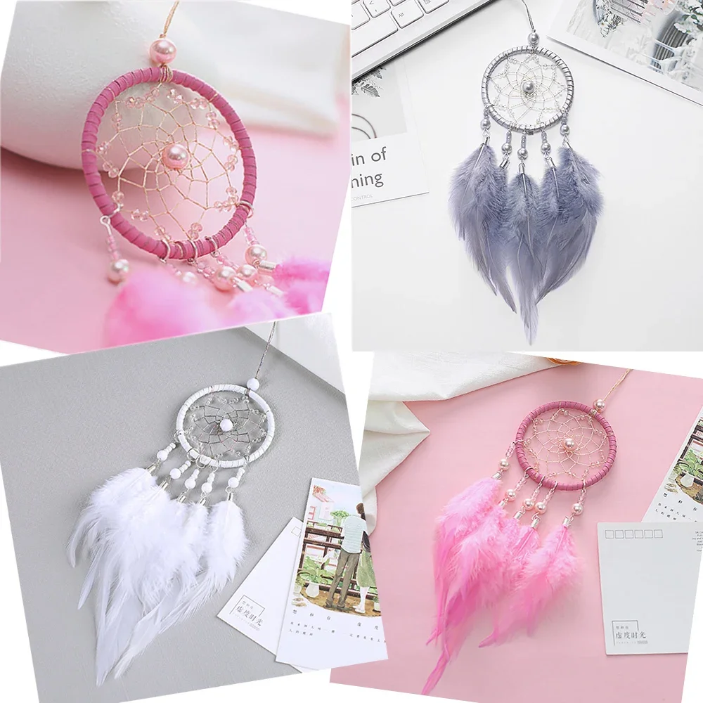 

Small Handmade Feathers Dream Catcher Wind Chimes Car Pendant Wall Hanging Home Room India Decoration Dream Catcher Regalo Gift