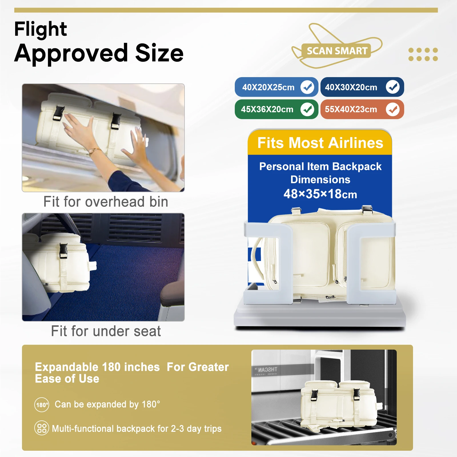 Backpack Ryanair 40x20x25, Vacuum Compression Backpack, Hiking Vacuum Travel Backpack for Men Women, Multi-Functional Laptop Bag