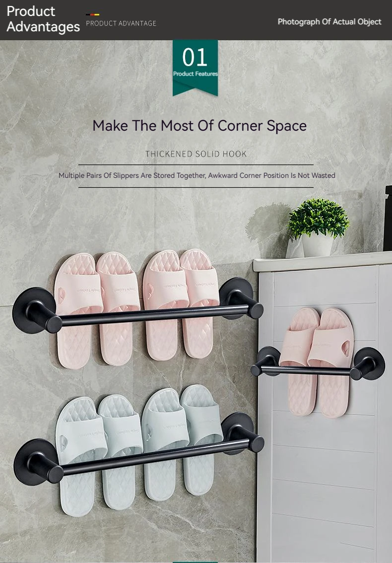 Description Picture 4 of itemNo Drill 30/50cm Kitchen Towel Holder Towel Rack Bathroom Towel Hanger Wall-mounted Towel Bar Aluminum Toilet Shoe Towel Storage