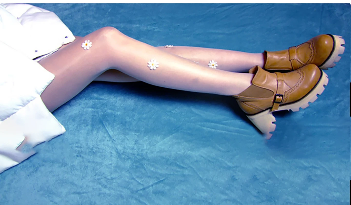 Lady Sheer Pantyhose Stocking Silk Women Tights Decorated With Flowers Accessories 5