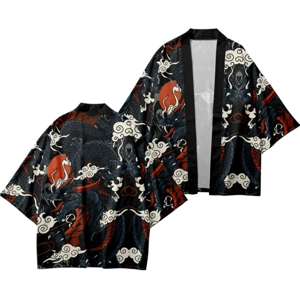 Japanese Kimono Japanese Kimono Cardigan Japanese Kimono Shirt Japanese Style Dragon Print Traditional Kimono Men Yukata Cardigan