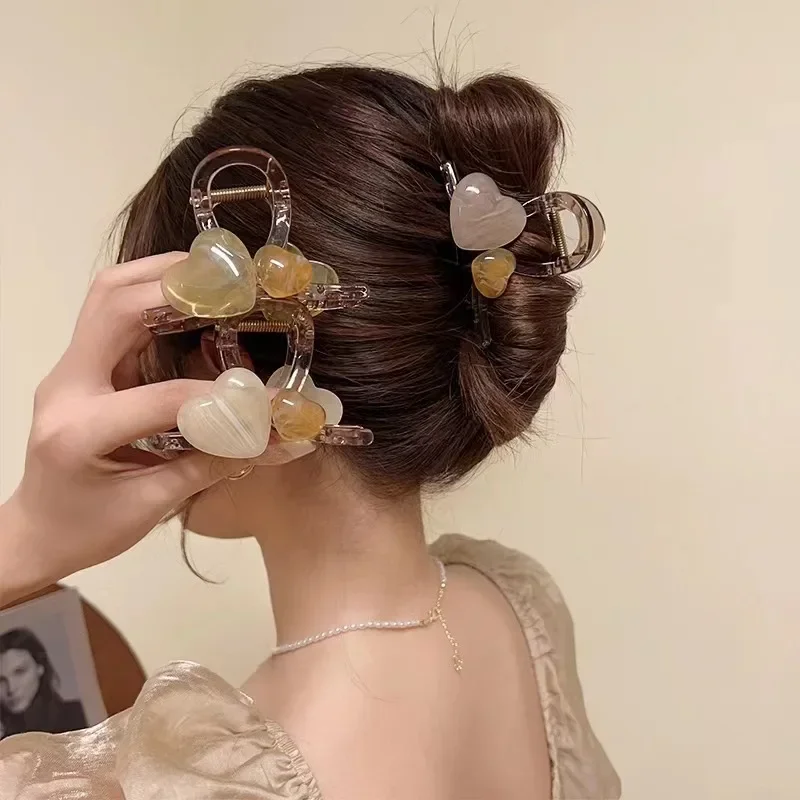 

Elegant Jelly Color Heart Shape Hair Clips for Women Girls Sweet Transparent Acrylic Hair Accessories Delicate Jewelry Hairpin