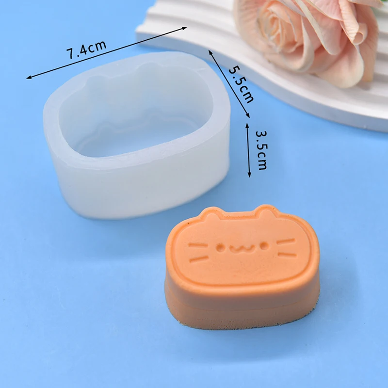 Cute Cat Cheese Cake Silicone Mold Soap Mold Scented Diy Handmade Resin Candle Making Mochi Squishy Toy Mould