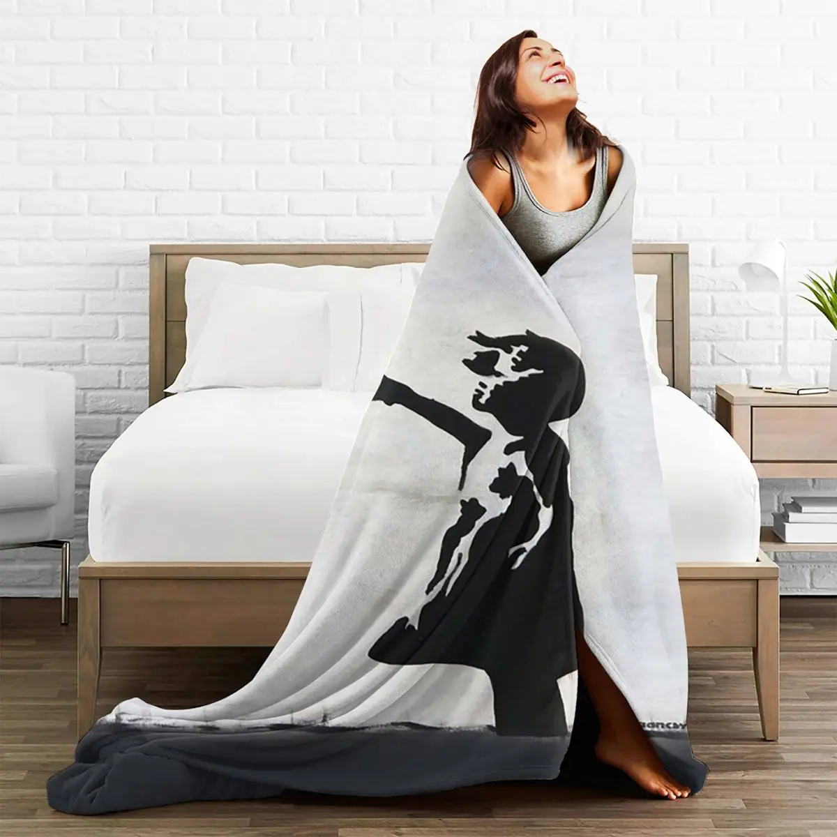 Banksy Girl With Heart Balloon Graffiti Blanket Flannel Breathable Throw Blankets Throw Blanket For Home Travel Throws Bedspread 5