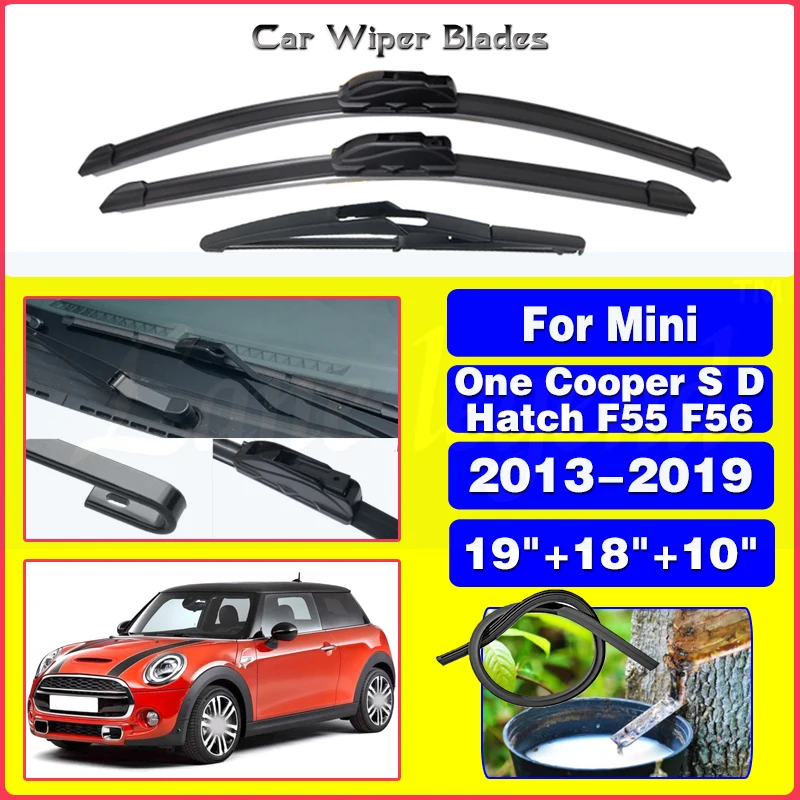 Set 3 Tergicristalli Anteriore E Posteriore Per Mini Cooper R56 Hatch 2012-2013 (19+18+10 Pollici) - 2