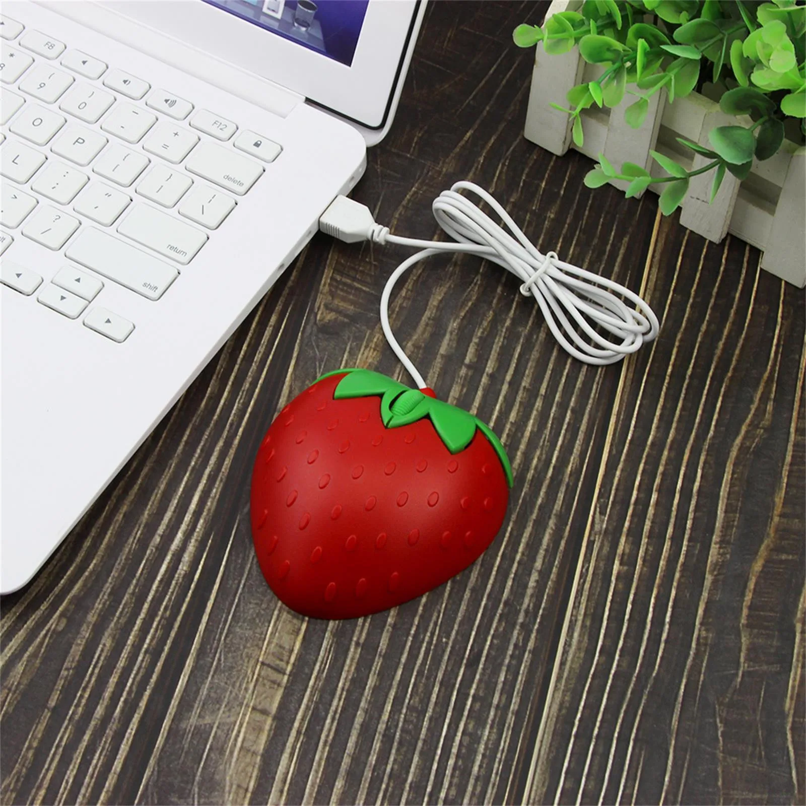 top wireless mouse Cute Mini Strawberry USB Computer Mouse Portable Small Wired Optical PC Mause 3D Fruit Shape Gift Mouse For Computer Accessories gaming mouse for large hands Mice