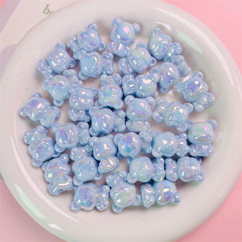 Vibrant 10-Piece Multicolor Bear Acrylic Bead Set