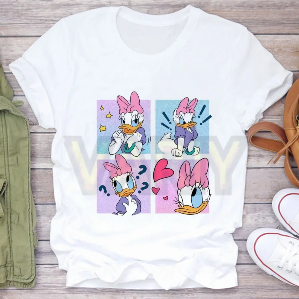 New Fashion Women's Pattern T-shirt Kawaii Daisy Duck T-shirt Summer Short Sleeve Breathable Comfortable T-shirt Streetwear Top 2