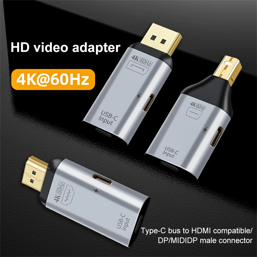 휴대폰 노트북용 C 타입 어댑터, 4K, DP, HDMI 호환, 미니 DP 케이블, 썬더볼트 3