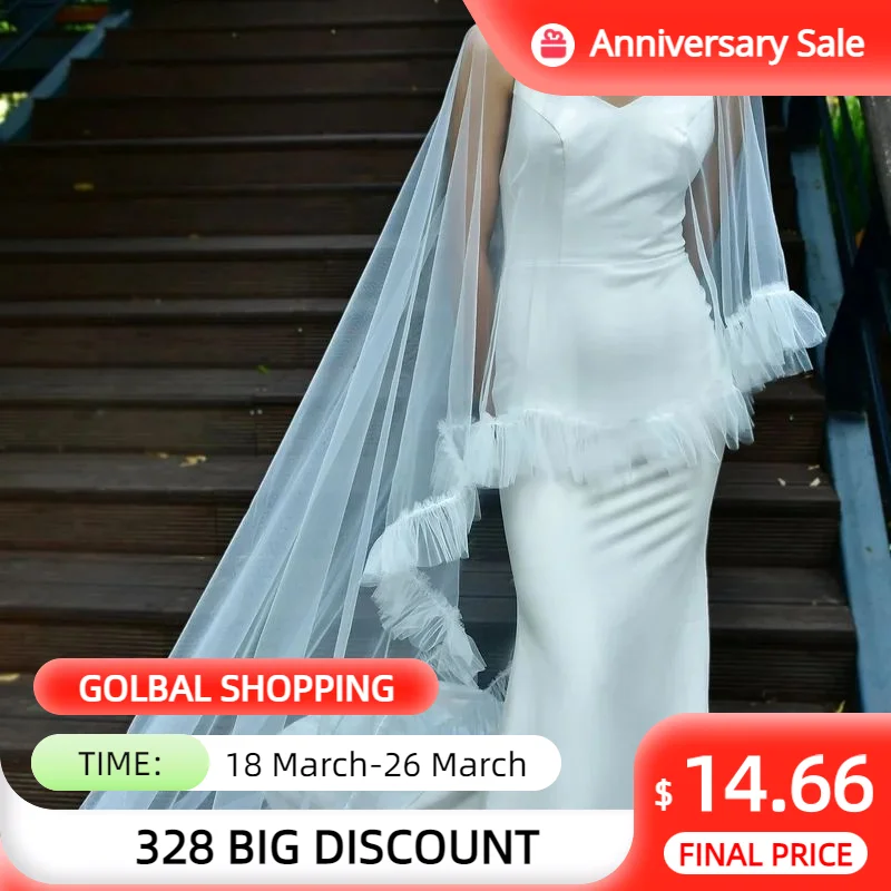 

MZB19 Long Bridal Cape Veil Plus Size Wedding Bolero Elegant Woman Jacket Wedding Guest Cathedral Cloak Bride Accessories