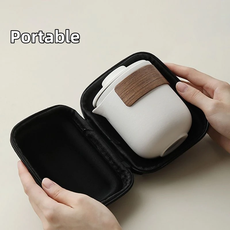 Ceramic Travel Tea Set Portable Set Brewing Tea Outdoor Carry-On Travel Camping Drinking Equipment Small Quick Cups