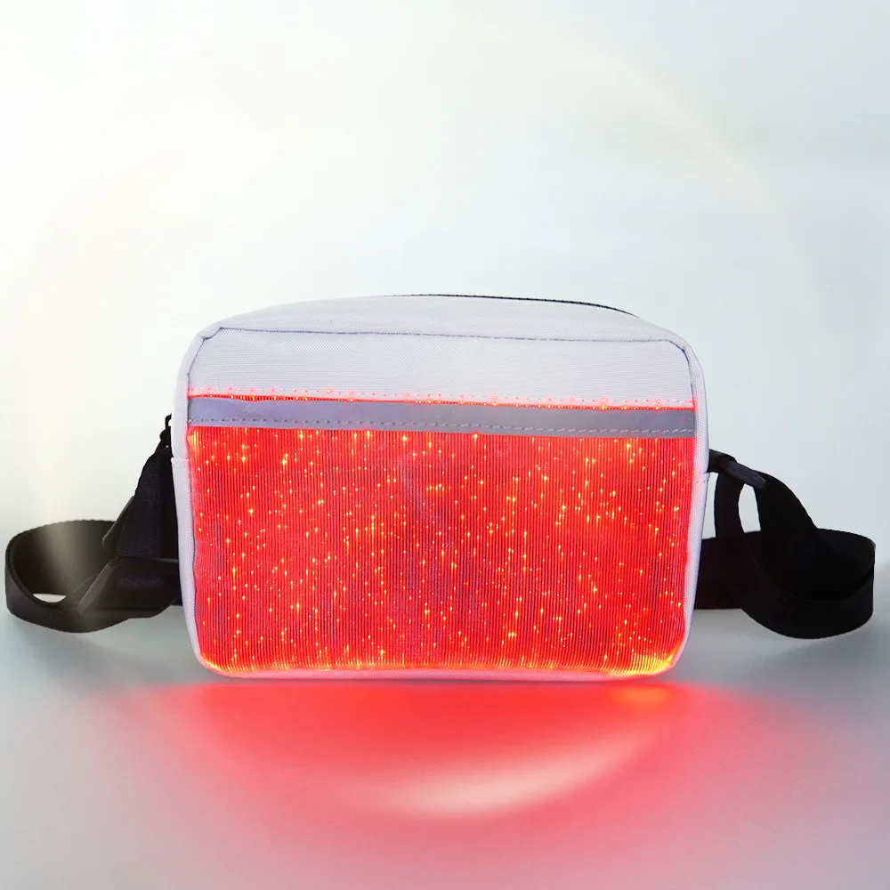 2024 Luminous LED Colorful Single-Shoulder Bags High Street Crossbody Bag Optical Fiber Fabric Fashion Square Bag 가방 сумка Bolso 2