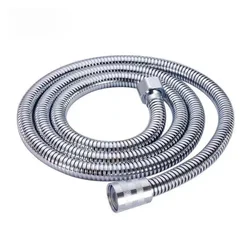 Sleek and Durable Black/Silver Flexible Shower Hose Extension - Stainless Steel 1.5/2M - 2m (Silver)