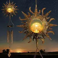 Wind Chimes Outdoor Glowing Moon Sun Stars Solar Glowing Wind Chim Metal Tubes Wind Bells for Home Decor Waterproof Chimes Gift 1