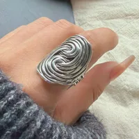 Bagues en argent Sterling 925 pour femmes, ensemble de bagues minimalistes faites à la main, Simple, large lune, bijoux de fête, cadeau pour prévenir les allergies 2