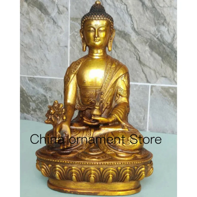 

Bronze Medicine Buddha Statue Auspicious Dragon God Meditation Bhaisajya