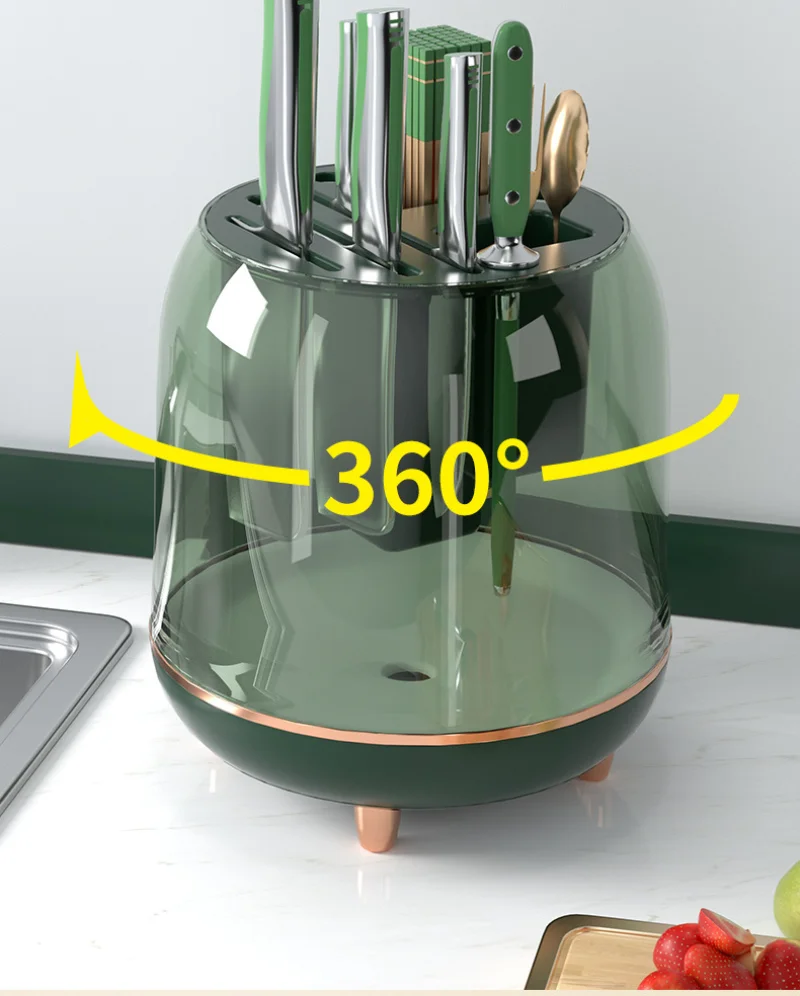 

Light Luxury Household Rotary Cutting Tool Drainage Rack, Kitchen Chopstick Tube Knife Rack, Multifunctional Storage Rack