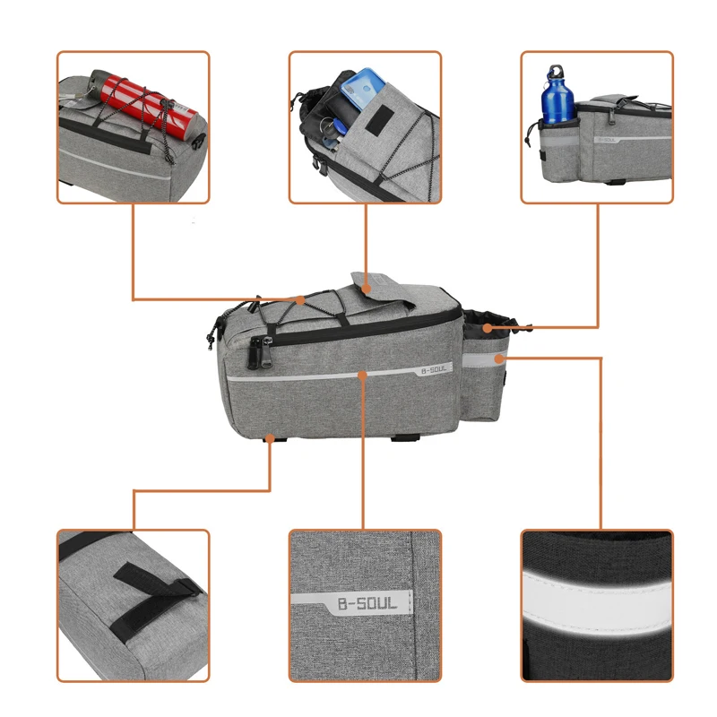 Bike Rack Bag 1pc Waterproof Cycling Trunk Cooler Bag Folding Rear Pannier For Mountain Bikes Strap Design Reflective Strip bike bag bicycle bag bike accessory bike storage box